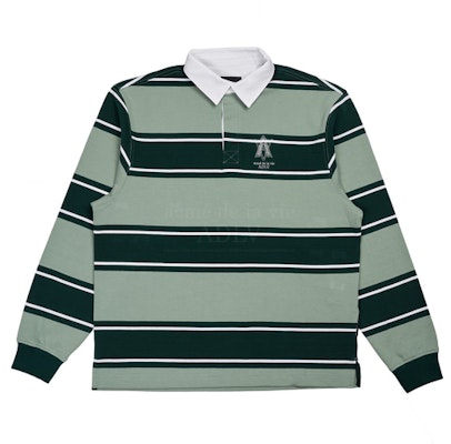 acmé de la vie A Logo Embroidery Stripe Pattern Polo Shirt Green Buy acmé de la vie A Logo Embroidery Stripe Pattern Polo Shirt Green