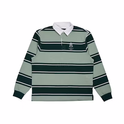 acmé de la vie A Logo Embroidery Stripe Pattern Polo Shirt Green