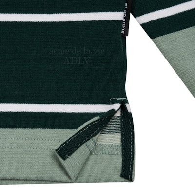 acmé de la vie A Logo Embroidery Stripe Pattern Polo Shirt Green Lookbook acmé de la vie A Logo Embroidery Stripe Pattern Polo Shirt Green