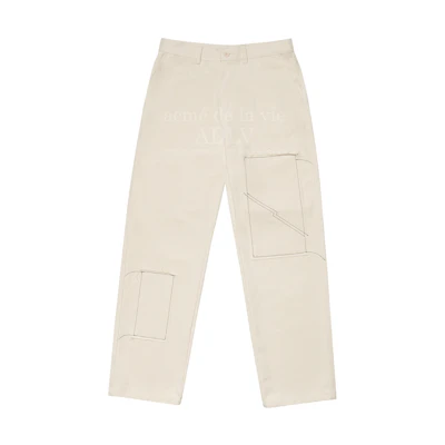 acmé de la vie Stitch Patchwork Cotton Pants Ivory