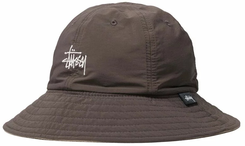 stussy-reversible-nylon-trail-bucket-brown