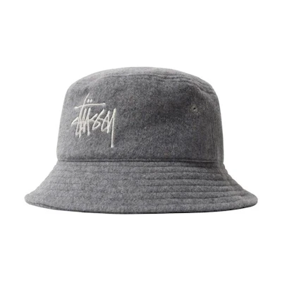 Stussy Fuzzy Wool Basic Bucket Heather Grey