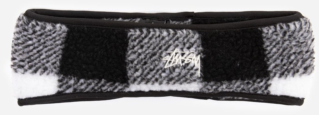 Stussy Plaid Polar Fleece Headband Black Buy Stussy Plaid Polar Fleece Headband Black
