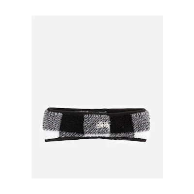 Stussy Plaid Polar Fleece Headband Black