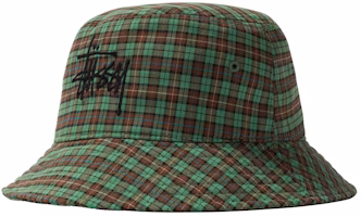 Stussy Basic Plaid Bucket Hat Green Stussy Basic Plaid Bucket Hat Green