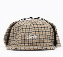 Stussy Wool Plaid Flap Cap Brown Stussy Wool Plaid Flap Cap Brown