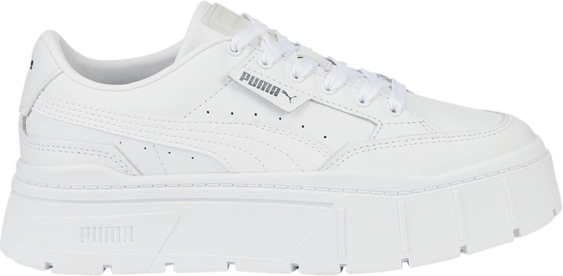 Women Puma Mayze Stack Leather Triple White 384412 01 384412