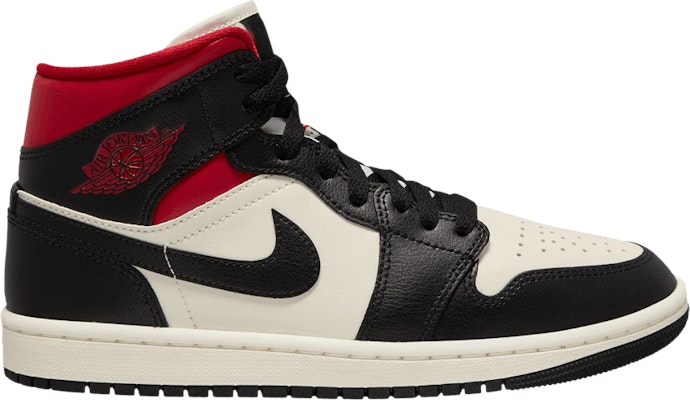 Women Air Jordan 1 Mid Black Sail Gym Red BQ6472 061 BQ6472