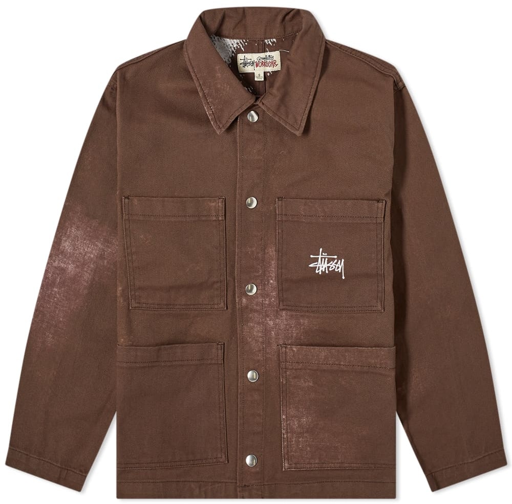 stuessy-spotted-bleach-chore-jacket-brown