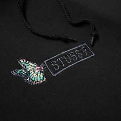 Stüssy Butterfly Applique Hoody Black Lookbook Stüssy Butterfly Applique Hoody Black
