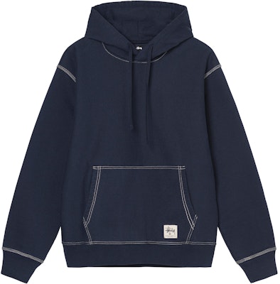 Stüssy Contrast Stitch Label Hood Navy Buy Stüssy Contrast Stitch Label Hood Navy