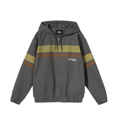 Stüssy Printed Stripe Hood Jacket Dark Grey