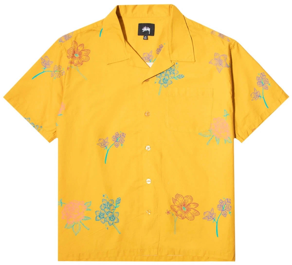 stuessy-hand-drawn-flower-shirt-mustard