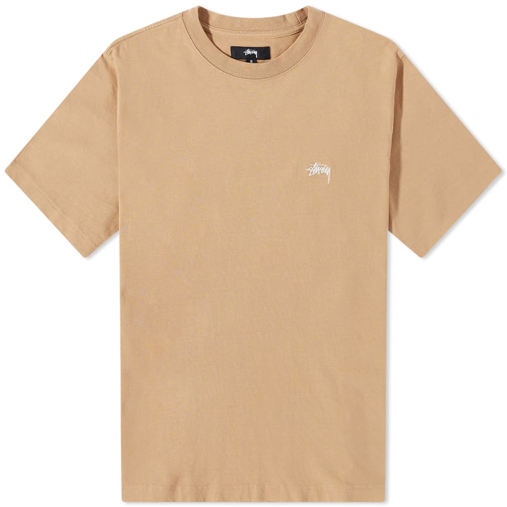 Stüssy Short Sleeve Stock Logo Crew Beige