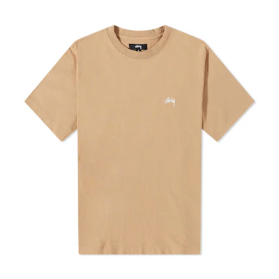 Stüssy Short Sleeve Stock Logo Crew Beige