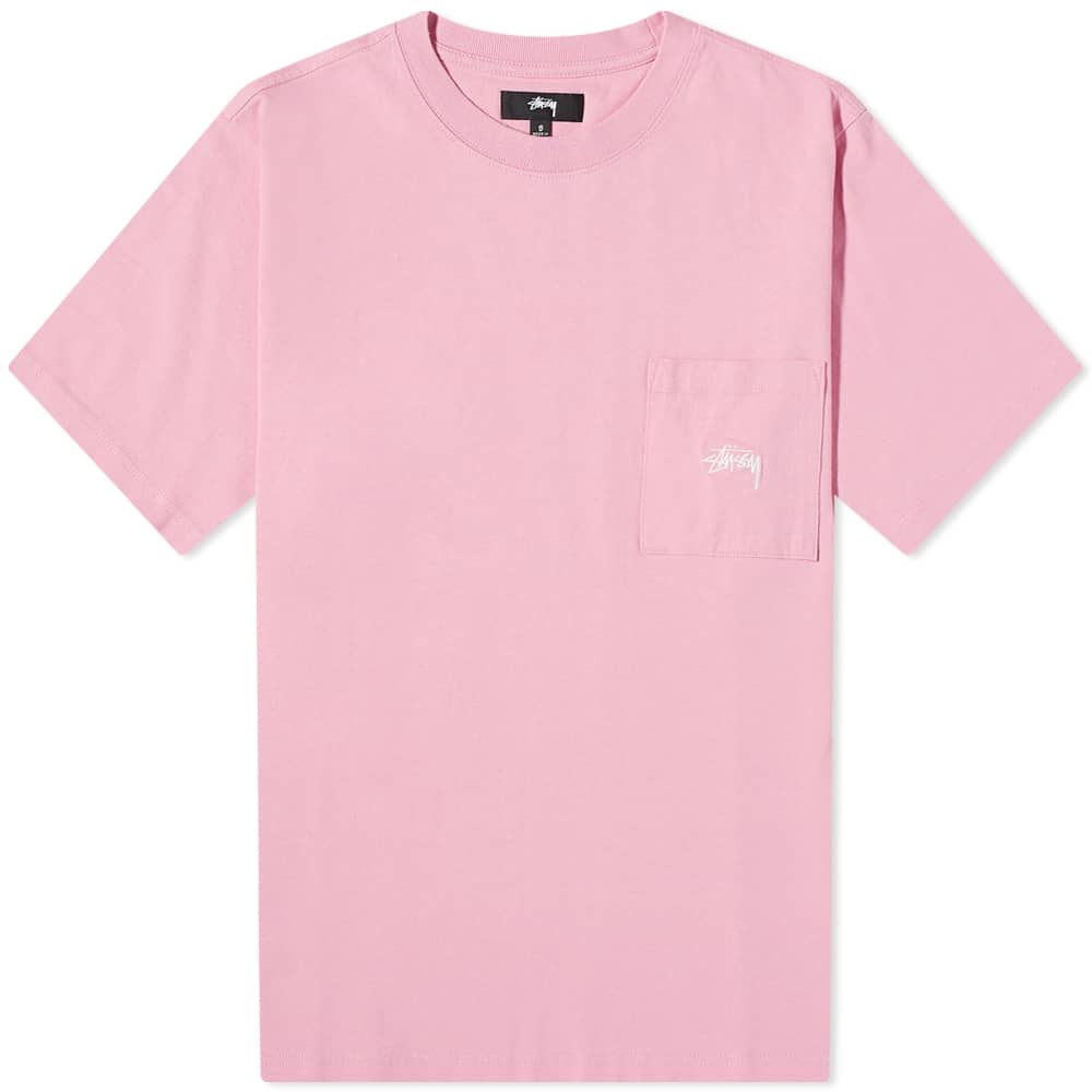 Stüssy Stock Logo Short Sleeve Pocket Crew Pink
