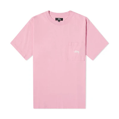 Stüssy Stock Logo Short Sleeve Pocket Crew Pink
