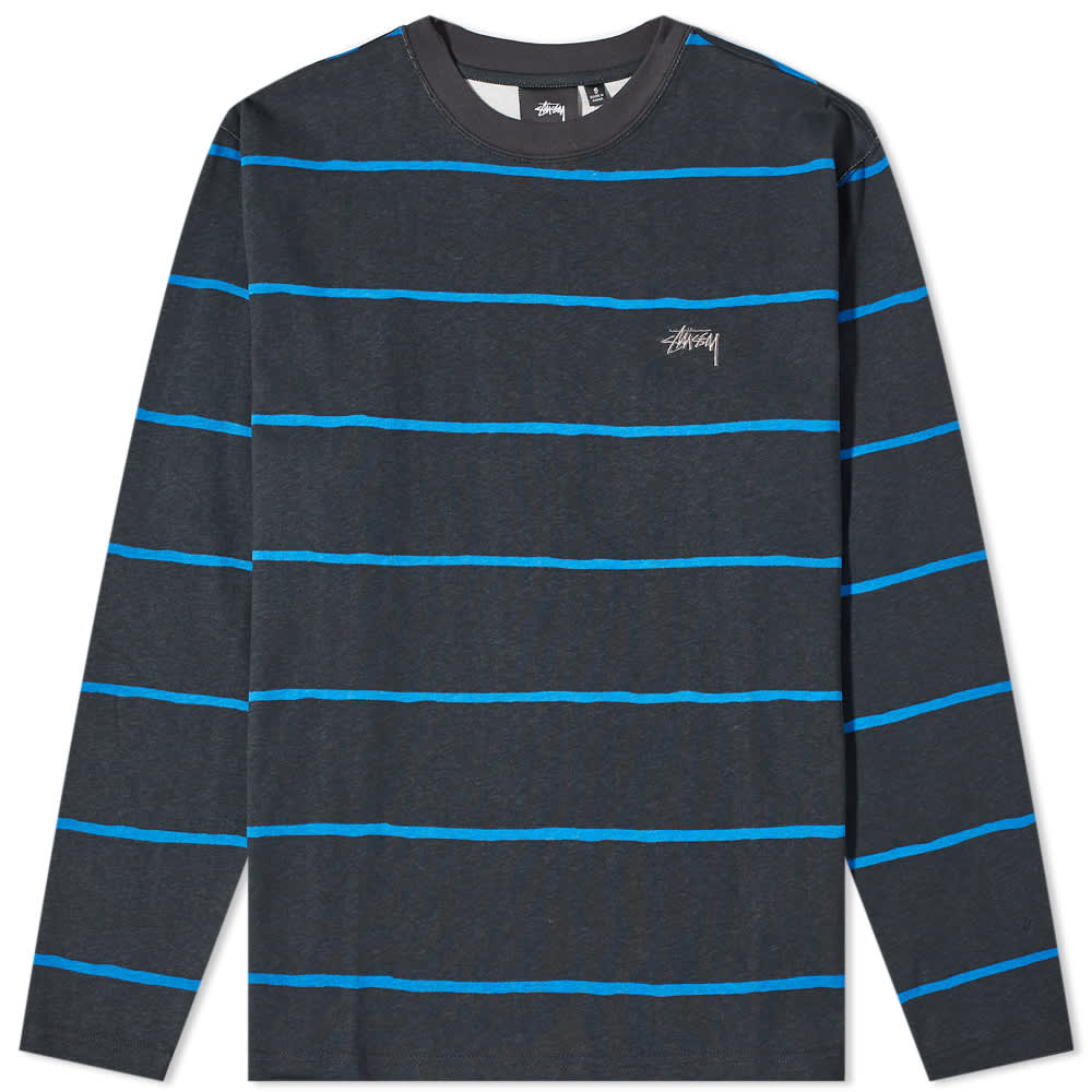 Buy Stüssy 手繪條紋黑色圓領衫