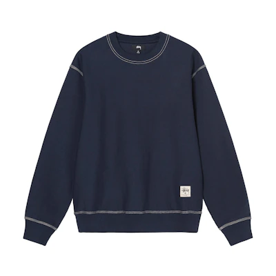Stüssy Contrast Stitch Label Crew Navy
