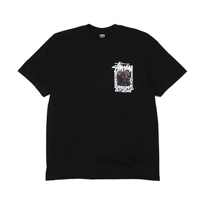 Stüssy Camellias Pig. Dyed Tee Black