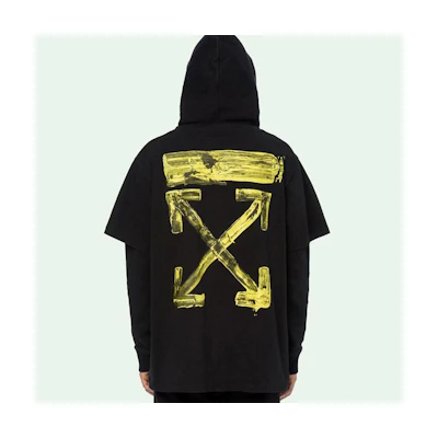 Off-White Acrylic Double Tee Hoodie 'Black Yellow'
