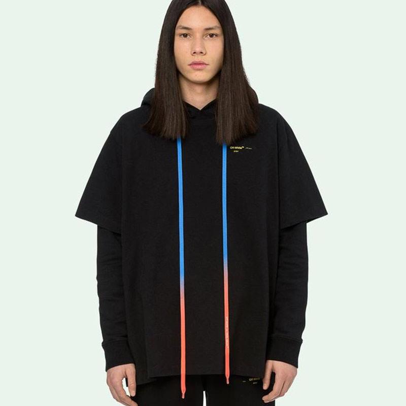 Off-White Acrylic Double Tee Hoodie 'Black Yellow' 圖 2