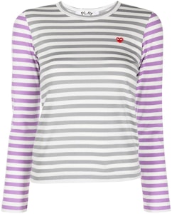 Comme des Garçons Play红心条纹长袖T恤'灰紫'(女款) AZ-T317-051 Buy Comme des Garçons Play红心条纹长袖T恤'灰紫'(女款) AZ-T317-051
