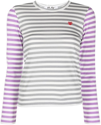 Comme des Garçons Play红心条纹长袖T恤'灰紫'(女款) AZ-T317-051 Buy Comme des Garçons Play红心条纹长袖T恤'灰紫'(女款) AZ-T317-051