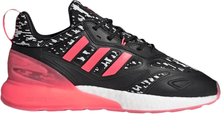 Adidas boost black and top pink