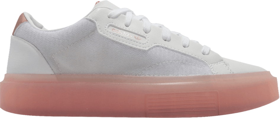 Adidas sleek top white pink