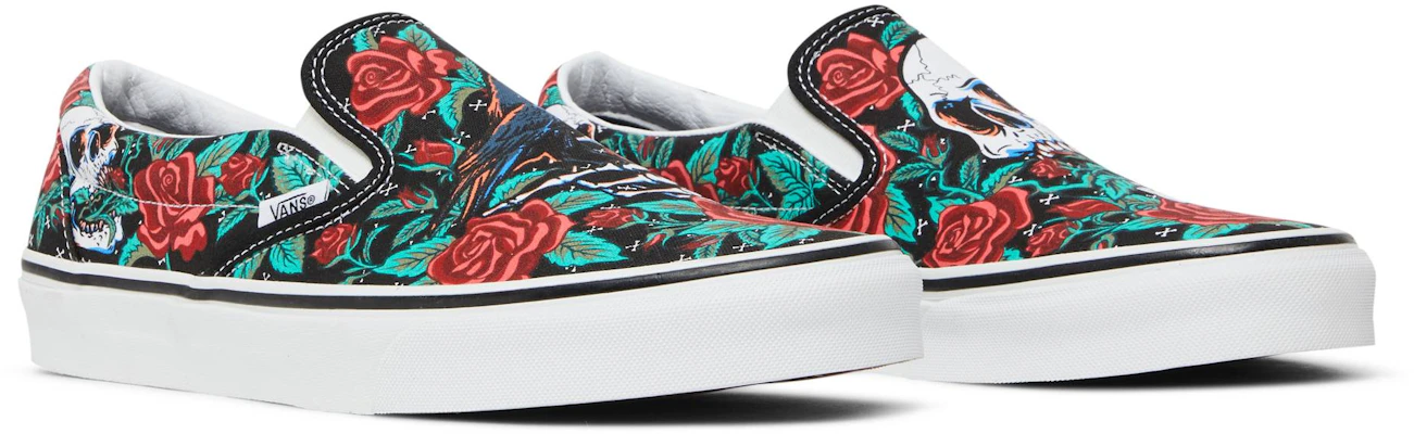 Vans 經典無鞋帶帆布鞋 '玫瑰頭骨' VN0A7Q5D6BT Cheap Vans 經典無鞋帶帆布鞋 '玫瑰頭骨' VN0A7Q5D6BT