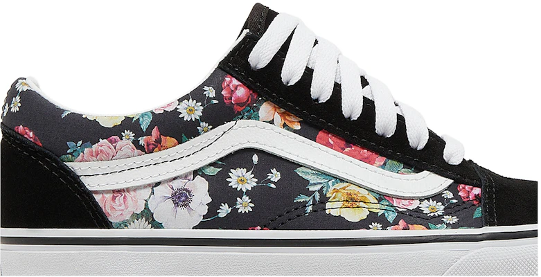 Vans old skool garden floral & black skate shop shoes