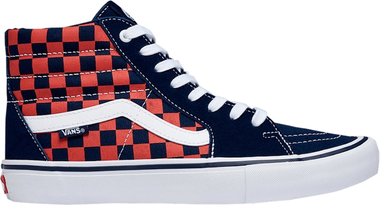 Red high top checkerboard best sale vans
