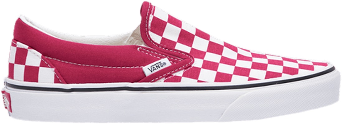 Red and white 2025 checkered vans slip on