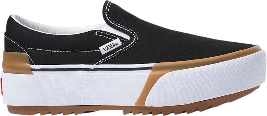 Vans classic slip on black gum deals