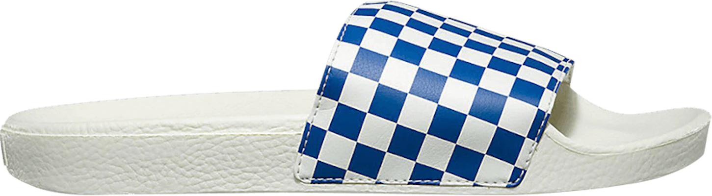 Vans checkerboard top slides blue