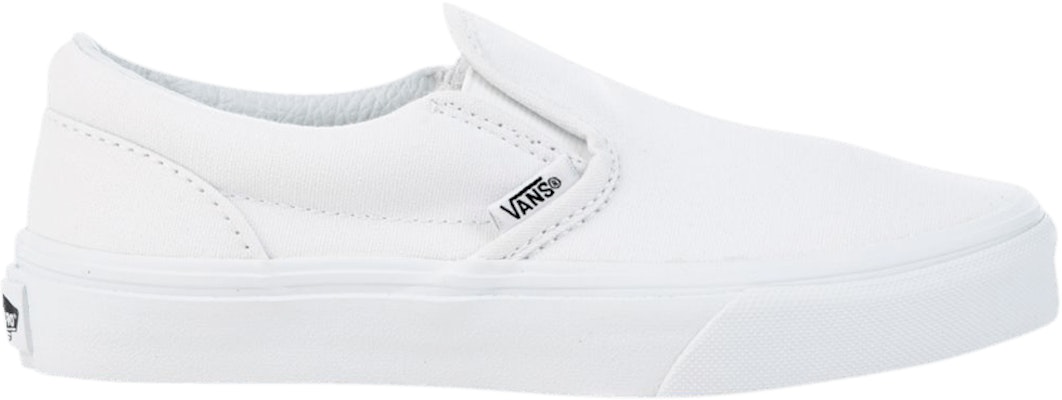 White slip on vans 2025 grade school
