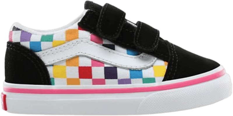 Rainbow checkerboard vans old skool on sale
