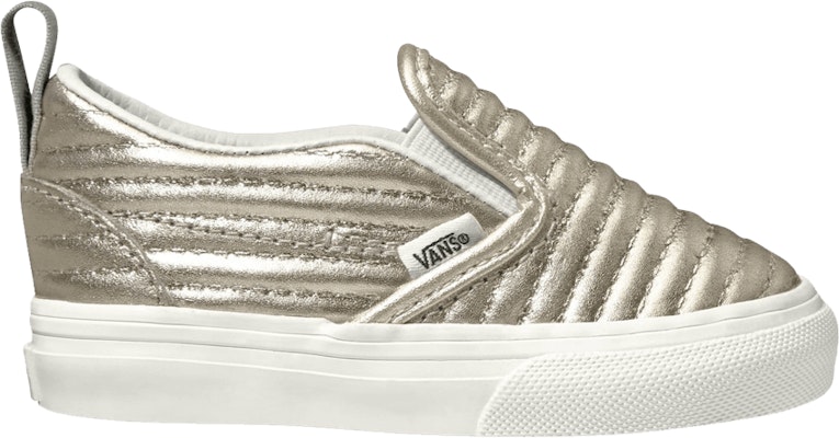 Toddler Vans Slip On V Moto Leather Metallic Silver