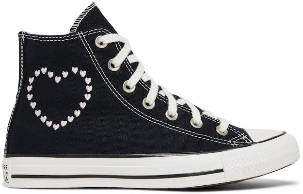 Black love heart sales converse