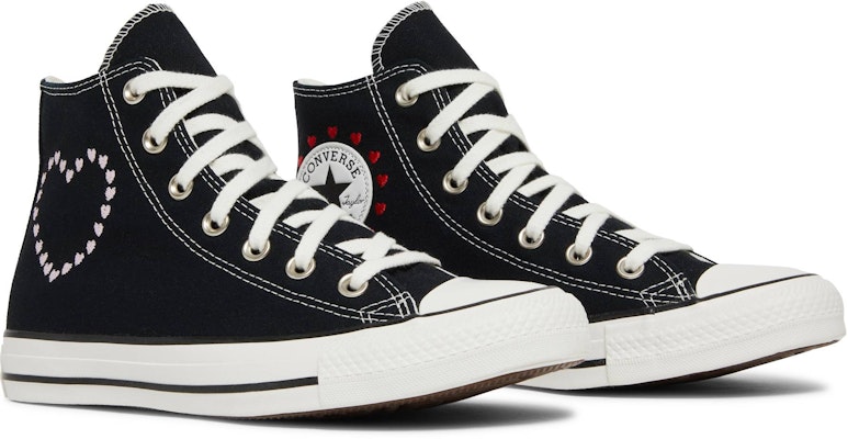 (W) Converse Chuck Taylor All Star High 'Corazones Bordados - Negro' A01602C Cheap (W) Converse Chuck Taylor All Star High 'Corazones Bordados - Negro' A01602C