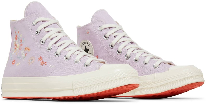 Women Converse Chuck 70 High Embroidered Floral Print Pale