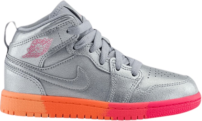 Preschool Air Jordan 1 Mid Metallic Silver Pink Crimson 640737
