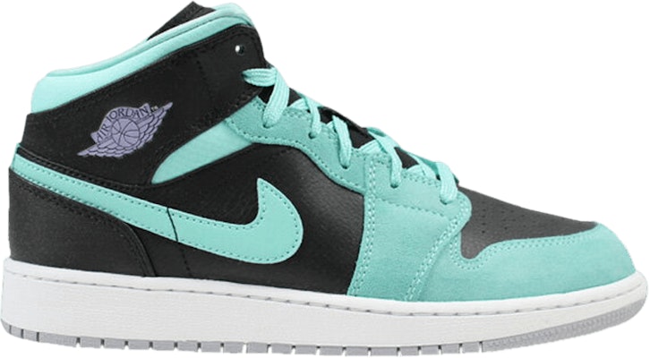 Grade School Air Jordan 1 Mid Retro GG Black Purple Turquoise
