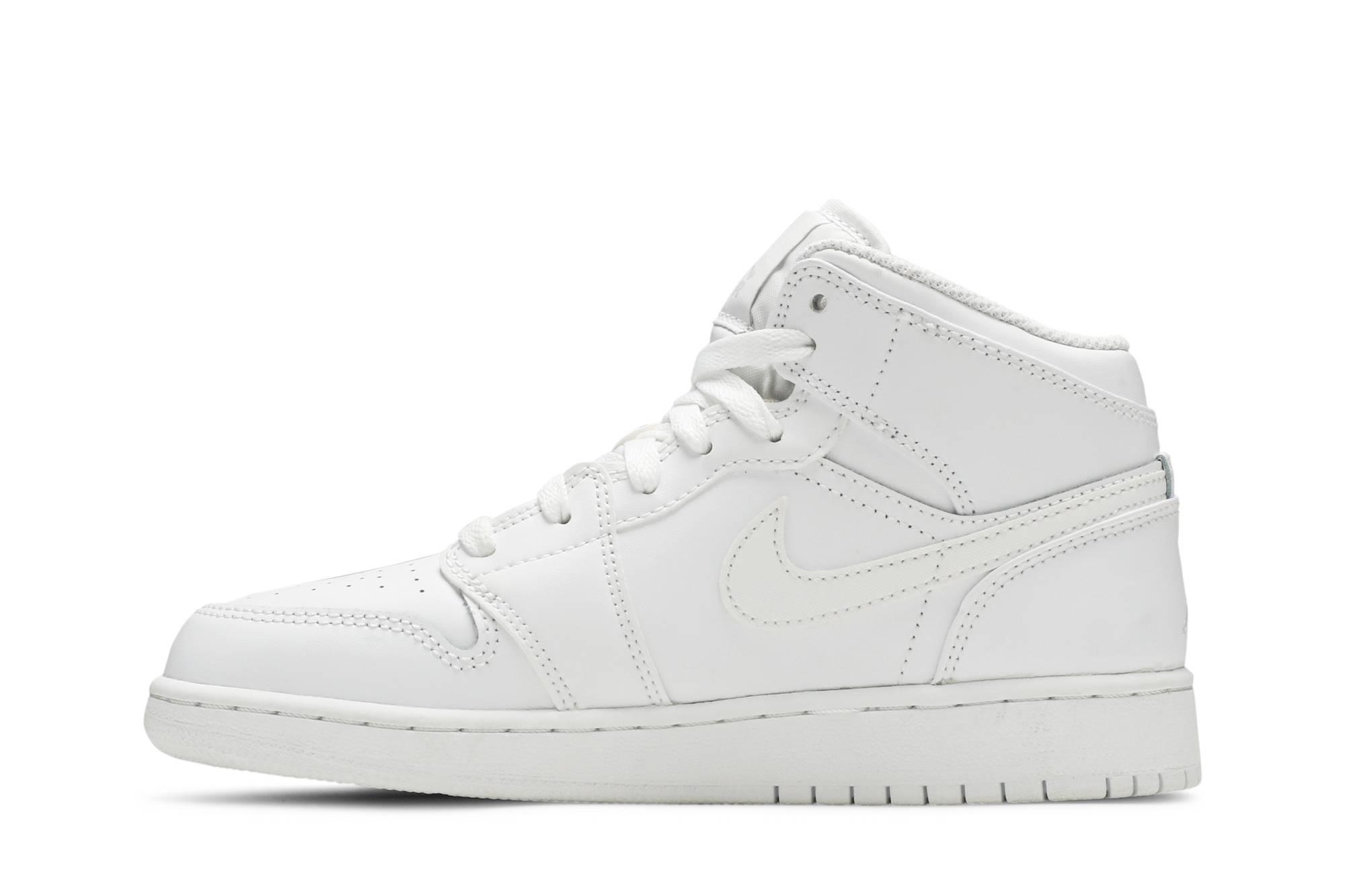 wmns air jordan 1 mid triple white patent leather