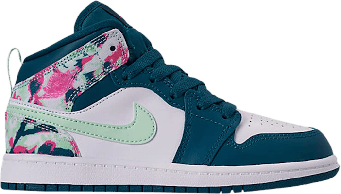 Preschool Air Jordan 1 Mid Green Abyss Frosted Spruce 640737