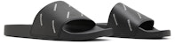 Selipar Balenciaga Pool 'Repeat Logo - Hitam Perak' 565826-W1S8D-1081