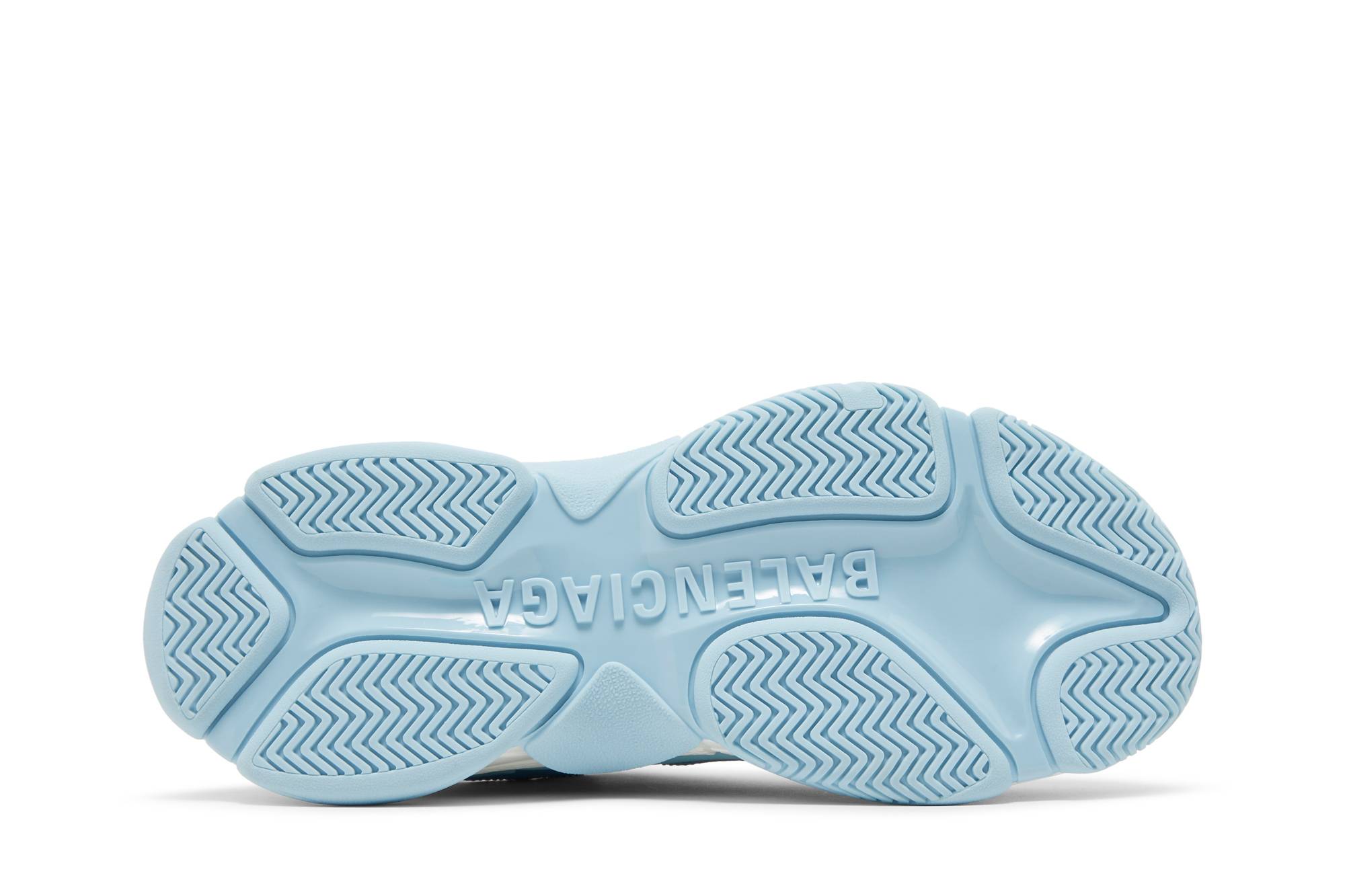 Shop 巴黎世家 Triple S 運動鞋 ‘滿版Logo- 淺藍色’ 536737-W2FA1-4090