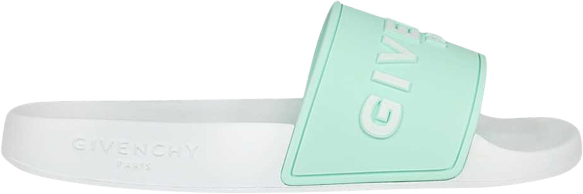 Women Givenchy Logo Slide White Aqua Green BE3004E 0SQ 148 BE3004E 0SQ 148 Novelship