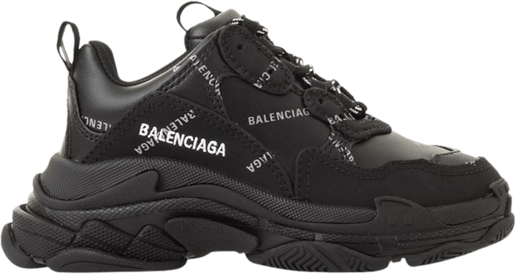 Preschool Balenciaga Triple S Sneaker Allover Logo Black